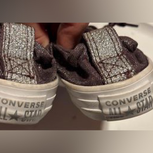 CONVERSE All Star youth size 12 sparkly, deep purple slip on shoes - Picture 3 of 4